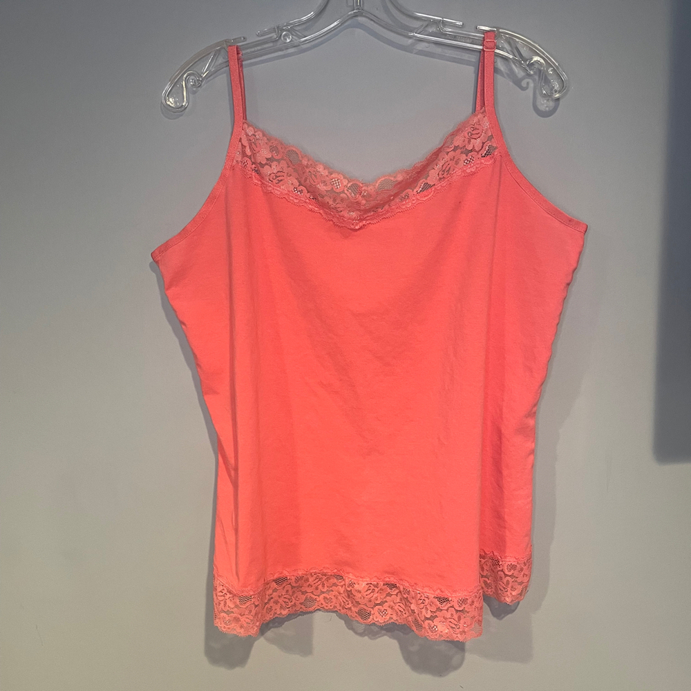 CJ Banks Coral Lace Trim Cami Tank Cotton Spandex Size 1X